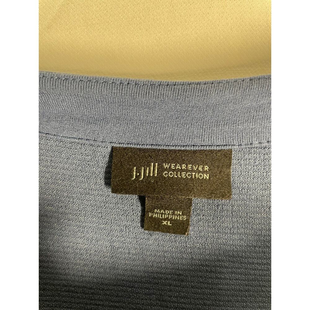 J.Jill Wearever 3/4 Sleeve Rolled Cuff Blue Ribbed Blouse Top Size XL - Picture 3 of 5